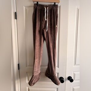 Deejays brown Plush Lounge Pants with slipper socks